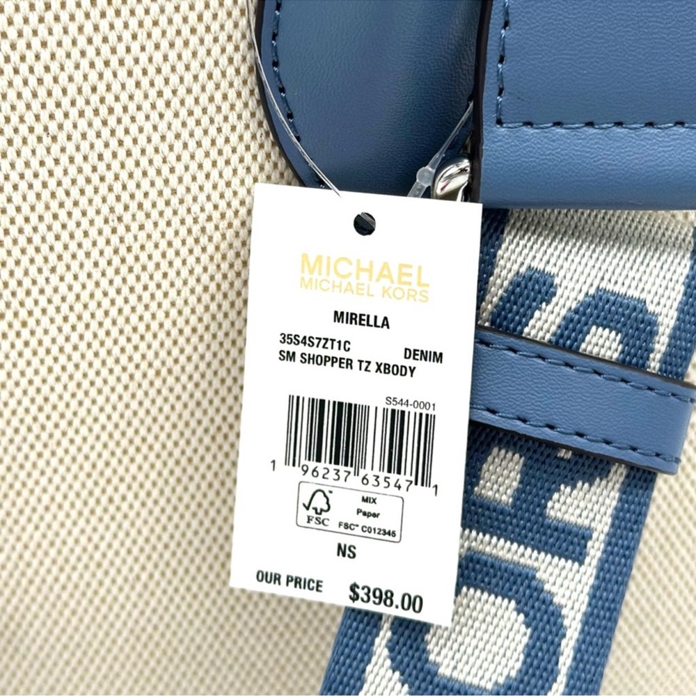 Michael Kors Mirella Small Pebbled Leather Crossbody Bag Denim Blue - Picture 13 of 13